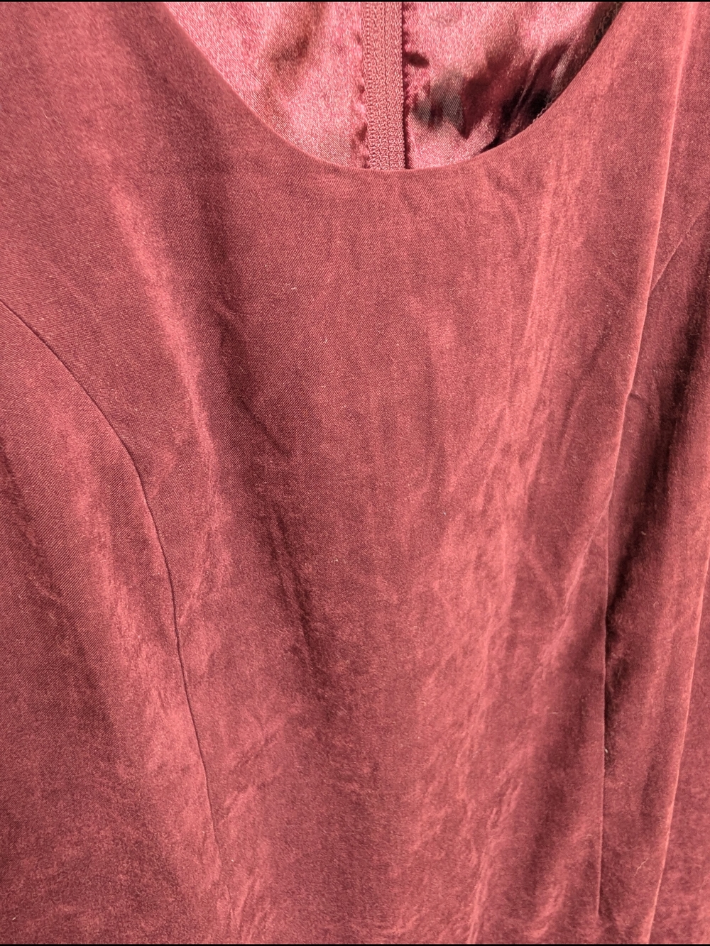 Kathy Ireland Burgundy Faux Suede Sheath Dress Size 16 Sleeveless Lined - Picture 3 of 5